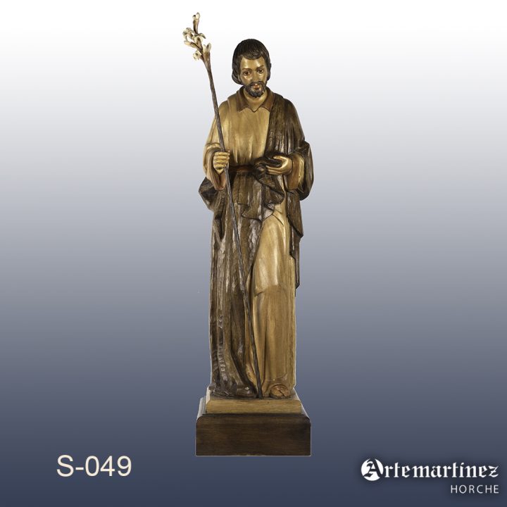 S-049 San José Humanes en veladuras. 83 cm alto + 12 cm peana
