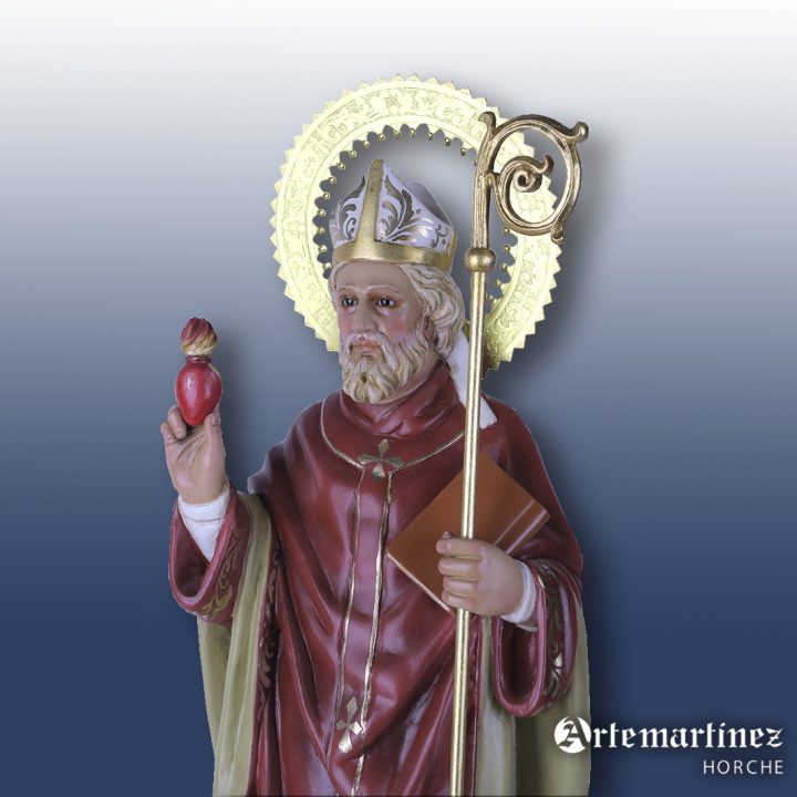 San Agustín. Policromía lisa con cenefa. Ojos de cristal.