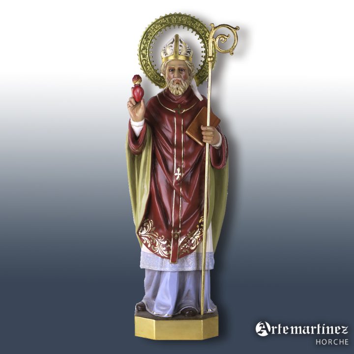 San Agustín. Policromía lisa con cenefa. Ojos de cristal.